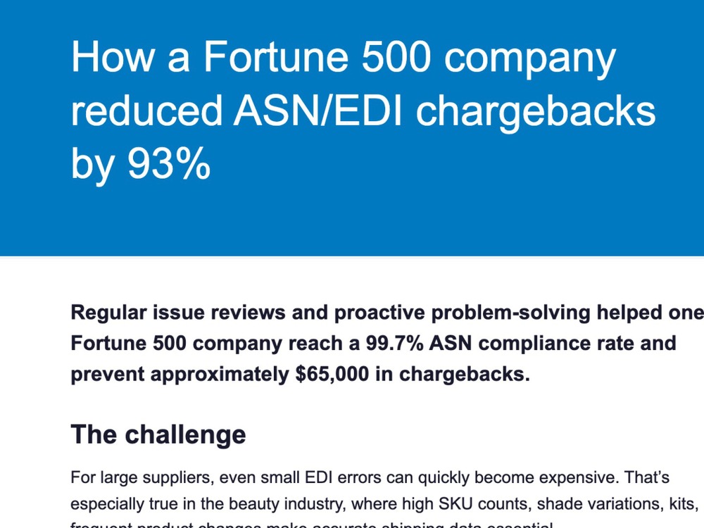 How a Fortune 500 Company Reduced ASN/EDI Chargebacks by 93%