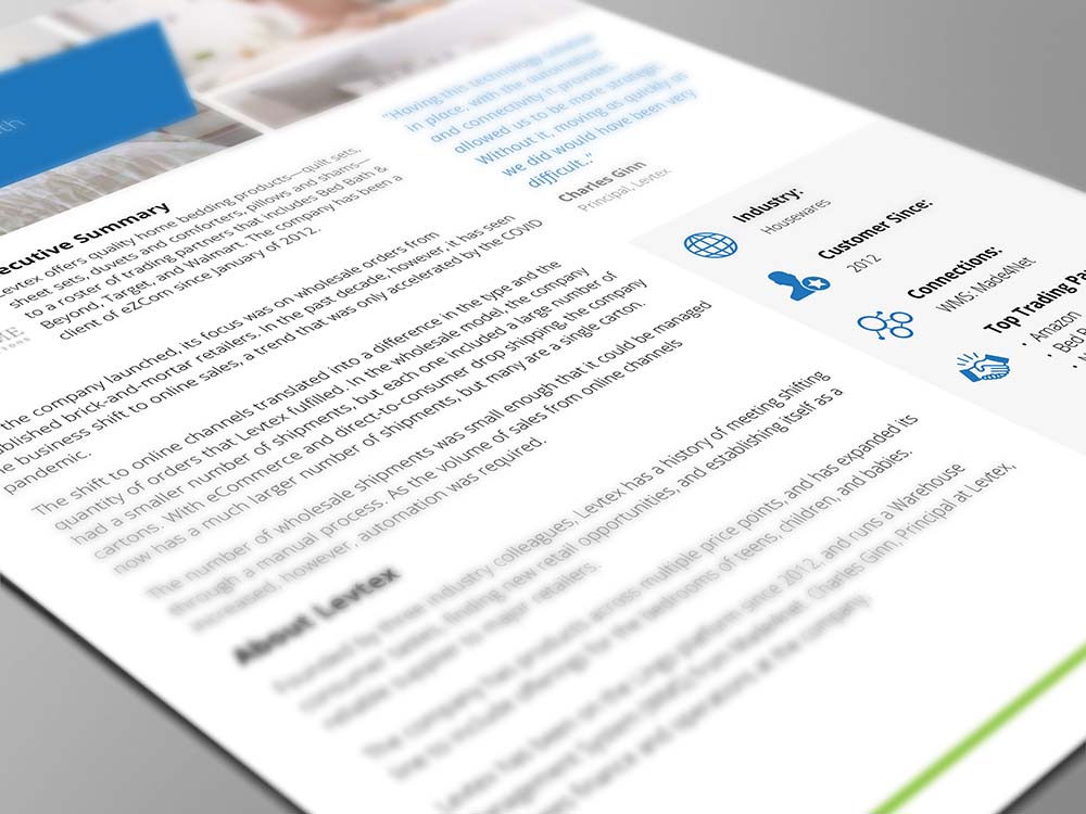 The Sheets Match: eZCom Integrates Lingo with Made4net for Levtex