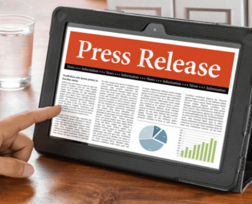 Press release on tablet