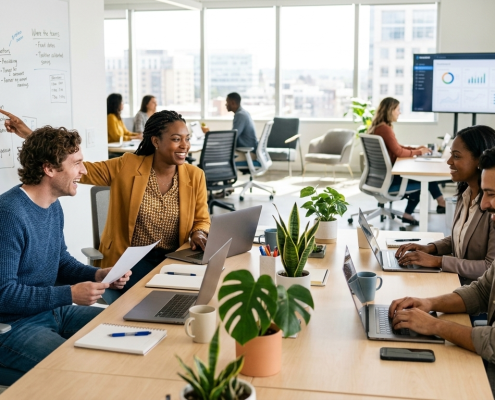 People working in an office