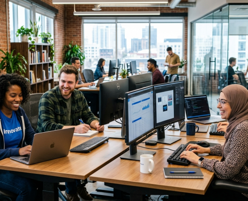 Working in an office
