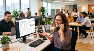 Happy office worker
