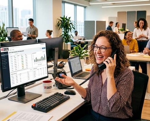 Happy office worker