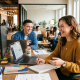Happy office workers
