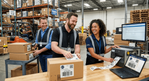 people working in an warehouse